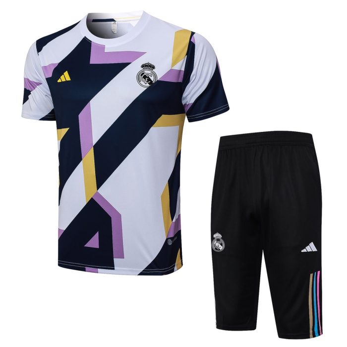Real Madrid 23-24 White Short Sleeve Training Suit - 图片 8