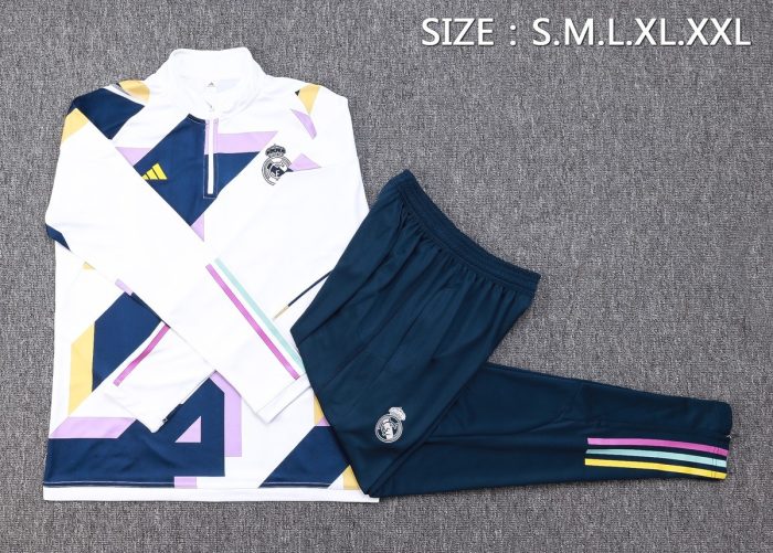 Real Madrid 23-24 Half Zip Jacket White (Spray Ink) - 图片 2
