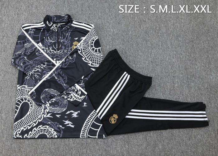 Real Madrid 23-24 Half Zip Jacket Black (Spray Ink) - 图片 2