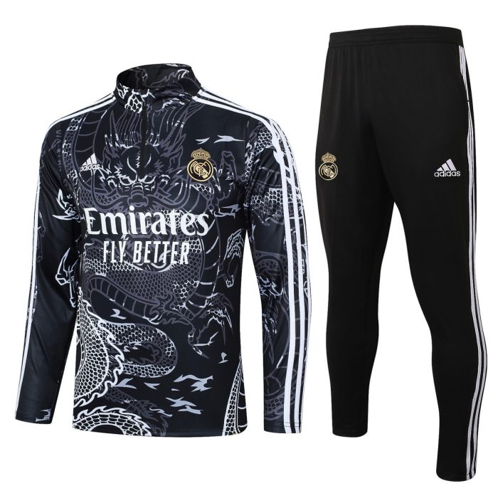 Real Madrid 23-24 Half Zip Jacket Black (Spray Ink) - 图片 8