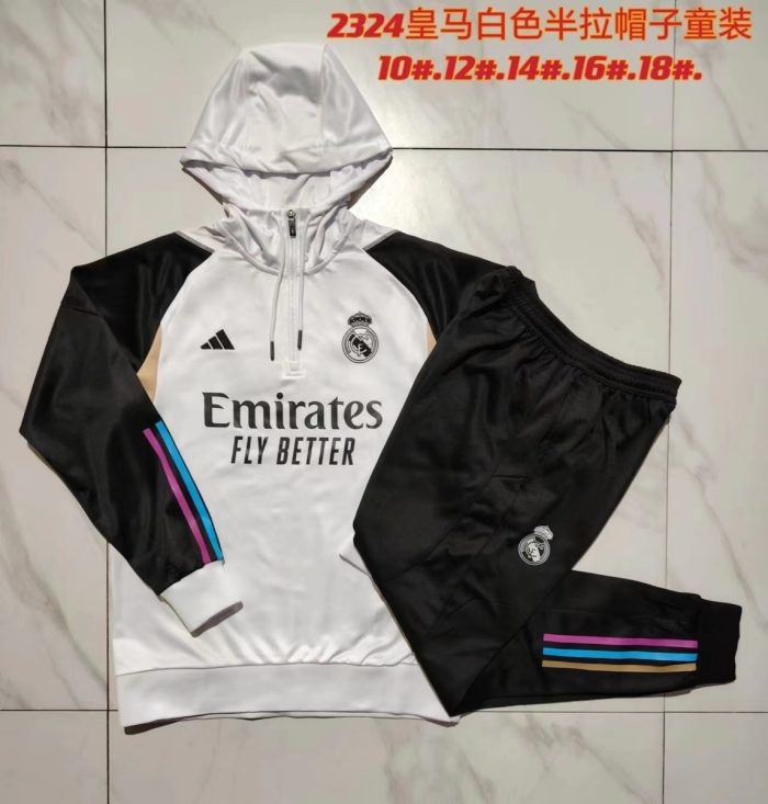 Real Madrid 23-24 Half-Zip Jacket White Kids - 图片 3