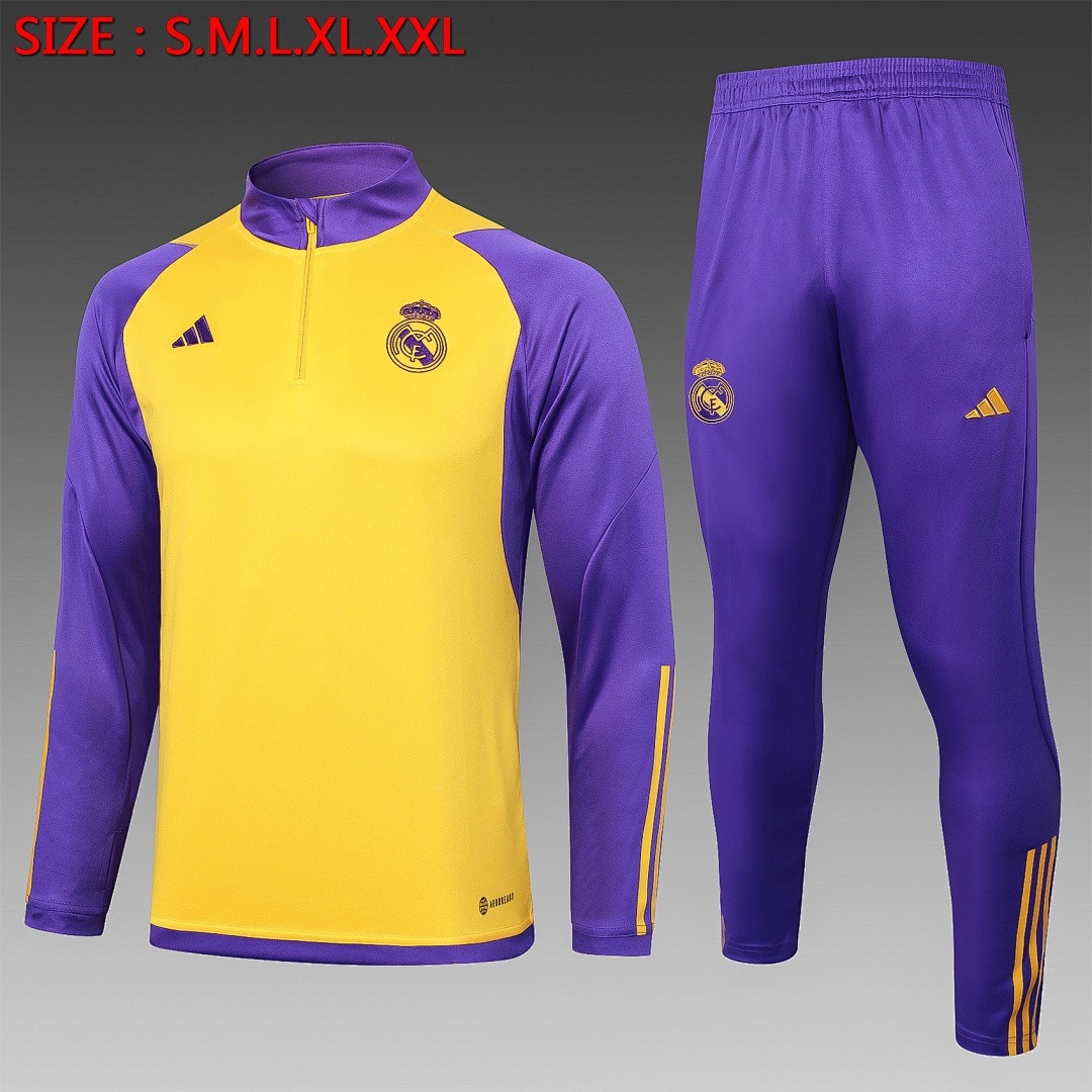 JER-5183_1 Real Madrid 23-24 Yellow Half-Zip Jacket - 图片 1