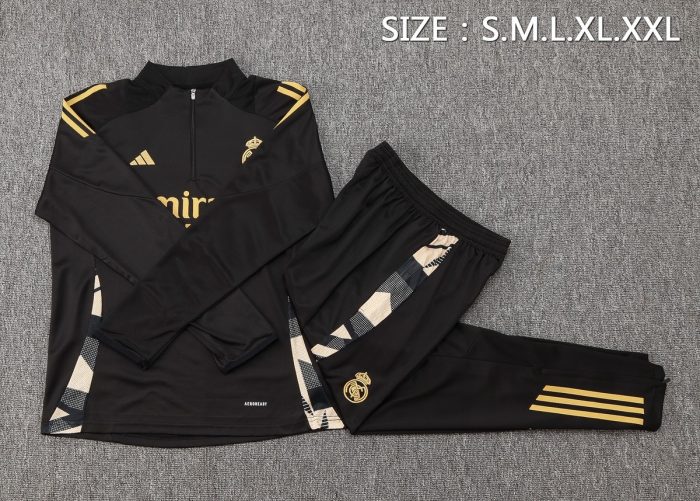 Real Madrid 24-25 Black Half-Zip Jacket - 图片 2