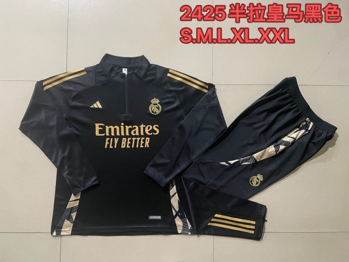 Real Madrid 24-25 Black Half-Zip Jacket - 图片 9
