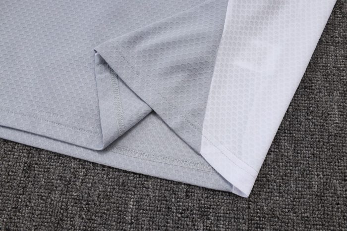 Real Madrid Grey White Short Sleeve Training Suit - 图片 5
