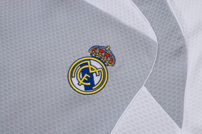 Real Madrid Grey White Short Sleeve Training Suit - 图片 6