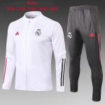 2021 Real Madrid White Kids Long Zipper Jacket
