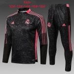 Real Madrid 21-22 Black Kids' Half-Zip Jacket (Red Trim)