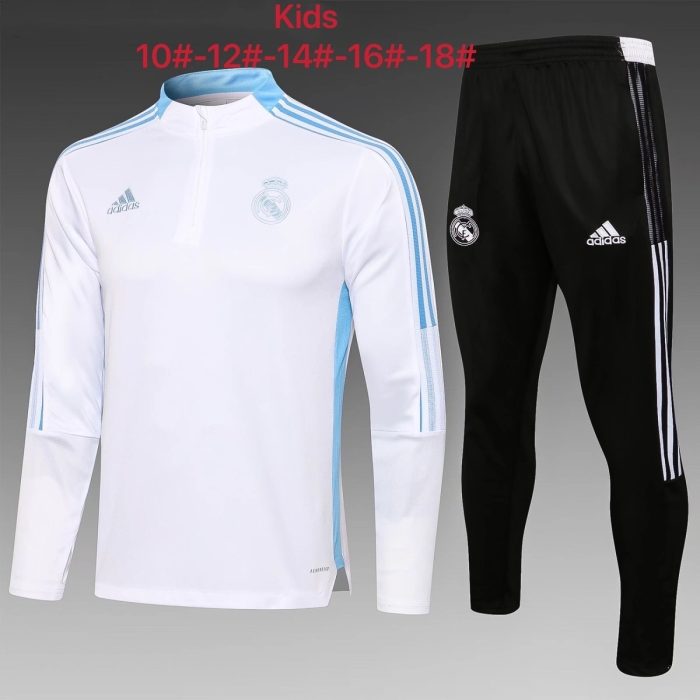 Real Madrid 21-22 White (Blue Trim) Kids - 图片 2