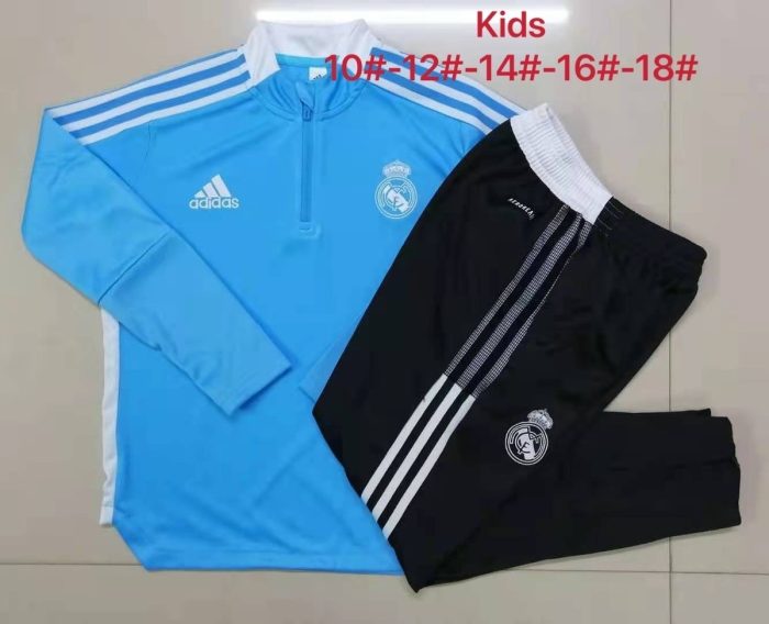 Real Madrid 21-22 Light Blue Half-Zip Jacket Kids - 图片 4