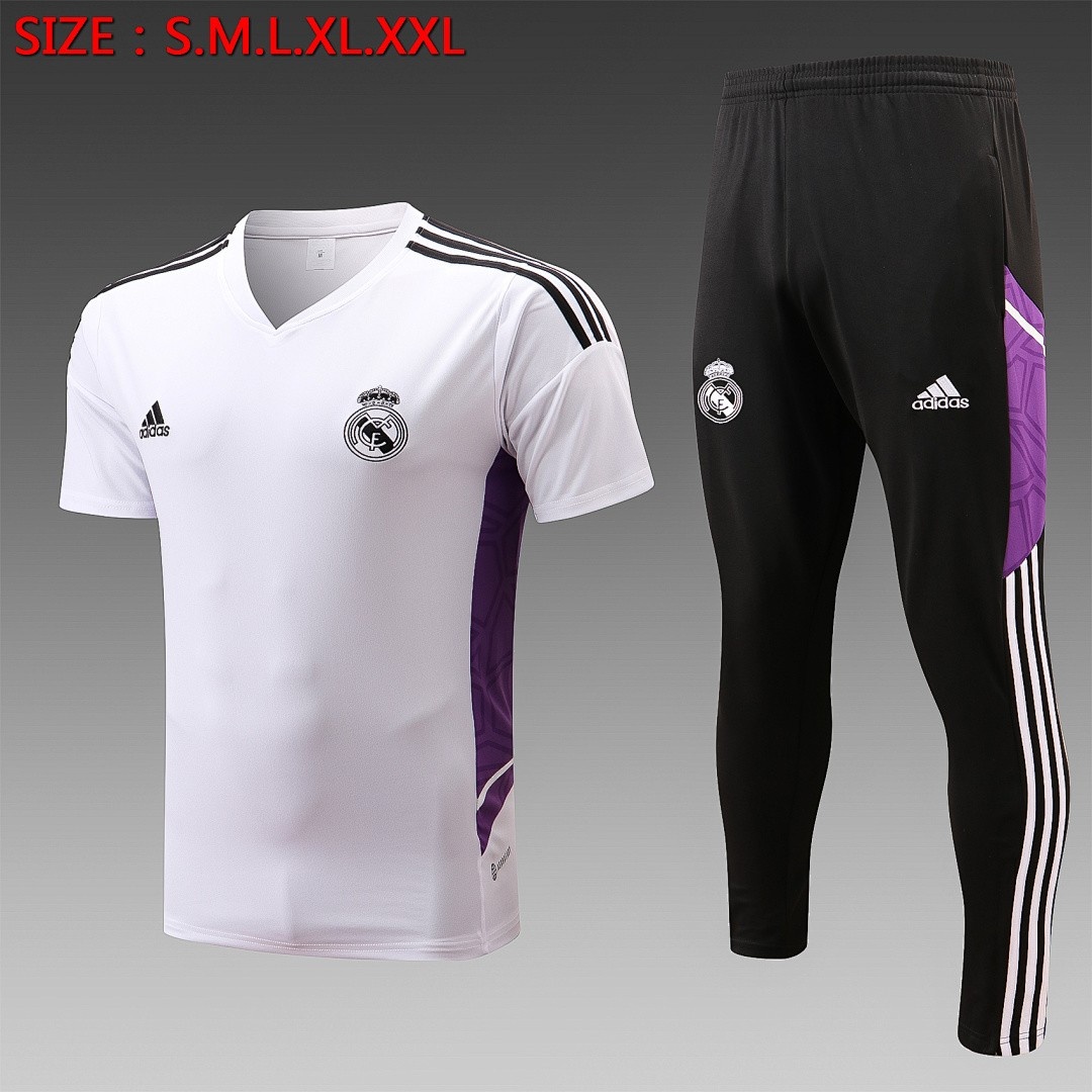 JER-5194_1 Real Madrid 22-23 White Short Sleeve Training Set - 图片 1