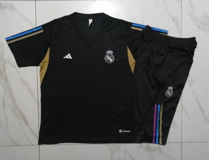 Real Madrid 23-24 Black Short Sleeve Training Suit - 图片 9