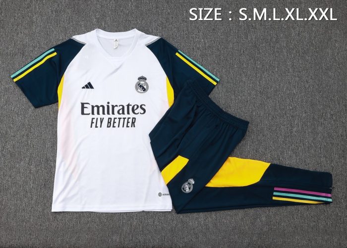 Real Madrid 23-24 White Short Sleeve Training Suit with Pants - 图片 2