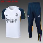 Real Madrid 23-24 White Short Sleeve Training Suit with Pants - 图片 8