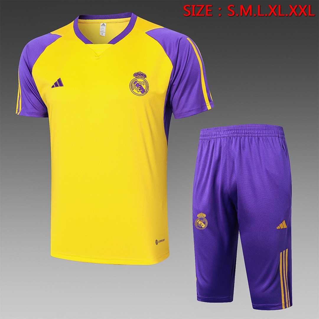JER-5206_1 Real Madrid 23-24 Yellow Short Sleeve Training Suit - 图片 1