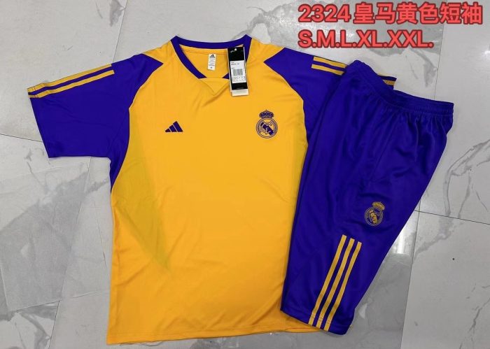 Real Madrid 23-24 Yellow Short Sleeve Training Suit - 图片 9