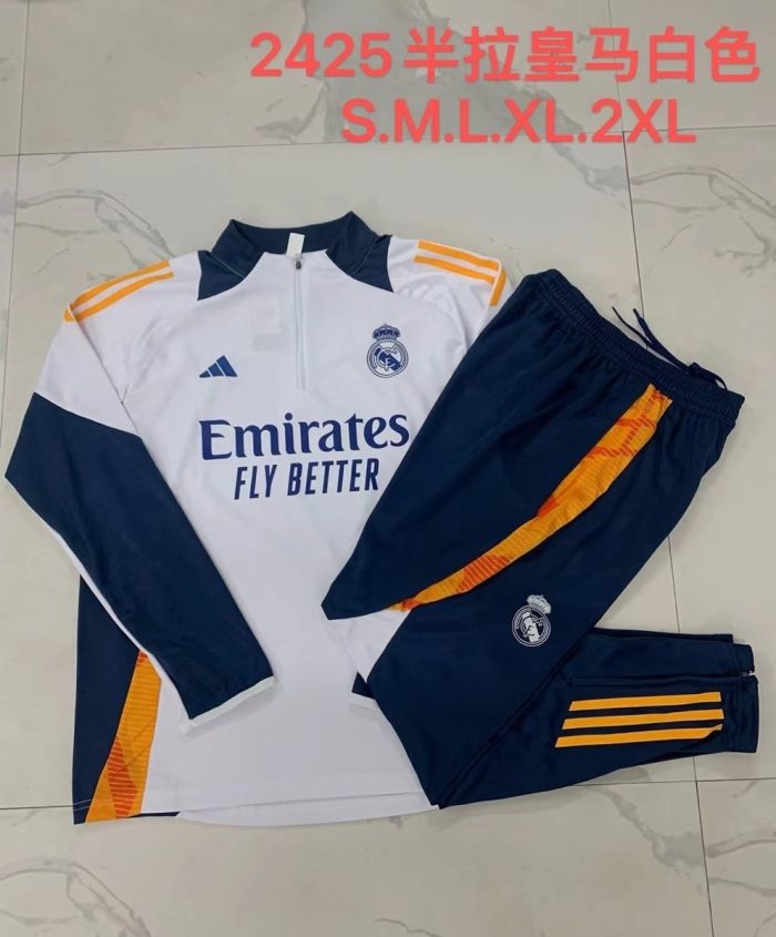 Real Madrid 24-25 White Half-Zip Jacket - 图片 9