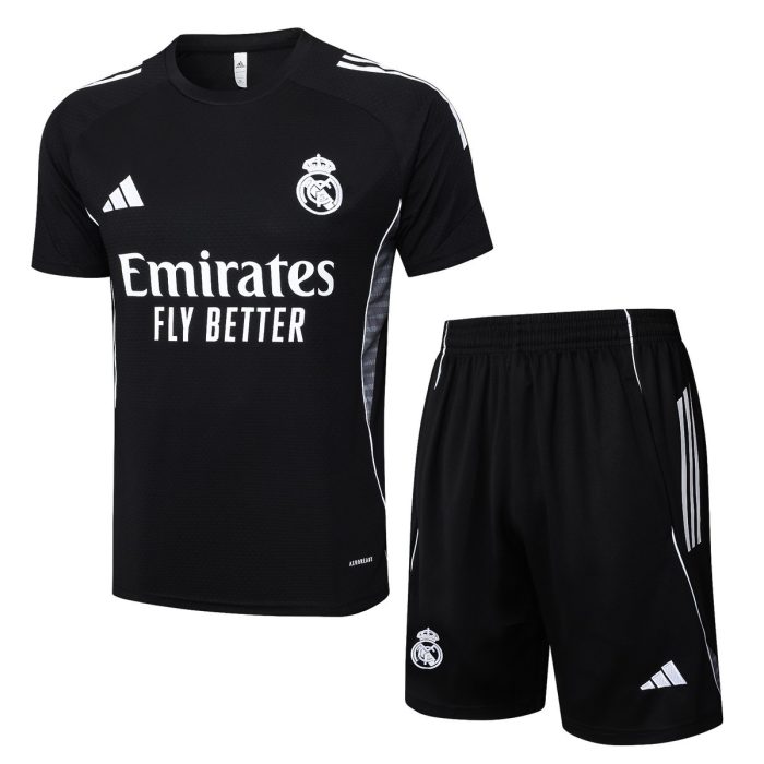 Real Madrid Black Short Sleeve Training Suit - 图片 8