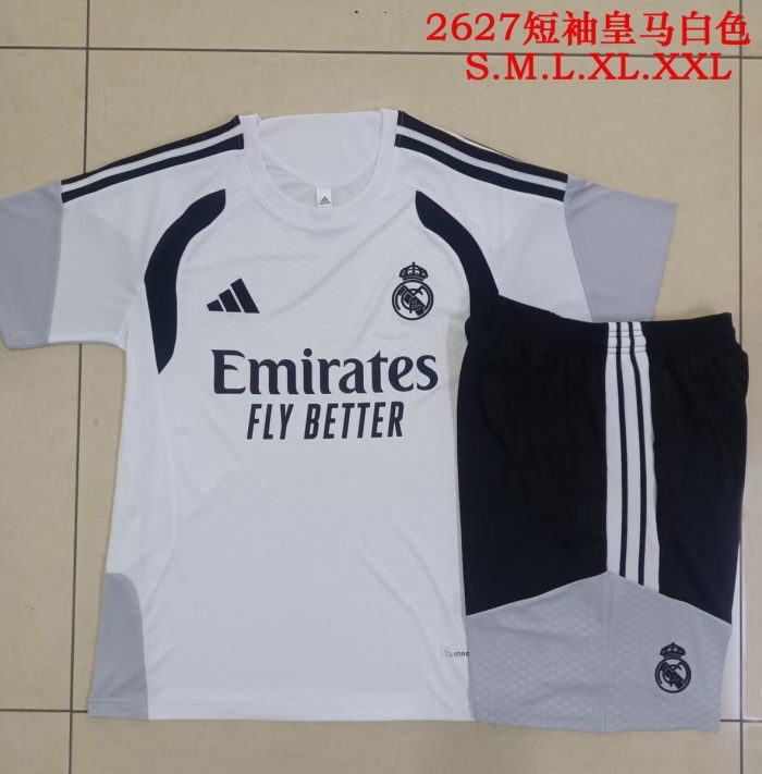Real Madrid White Short Sleeve Training Suit - 图片 9