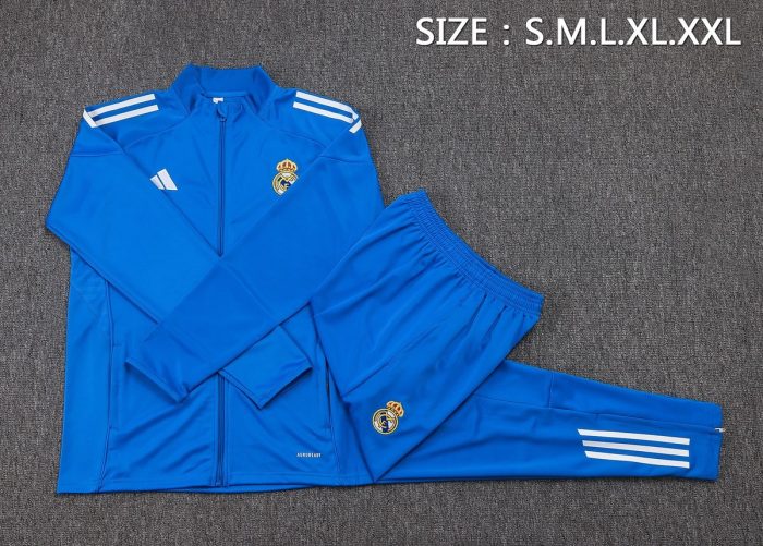 Real Madrid 2526 Long Zipper Jacket Lake Blue (White Trim) - 图片 2