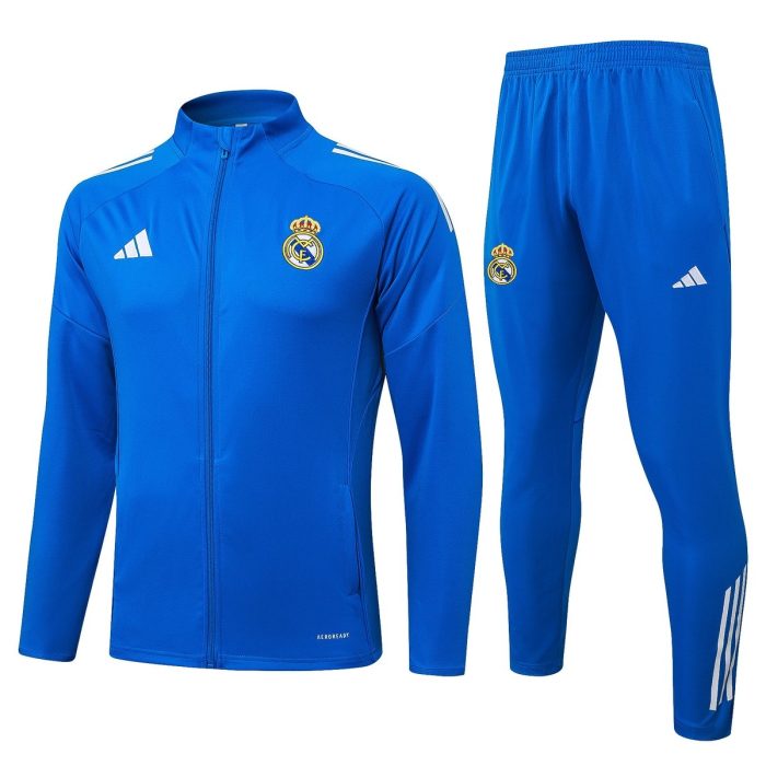 Real Madrid 2526 Long Zipper Jacket Lake Blue (White Trim) - 图片 8