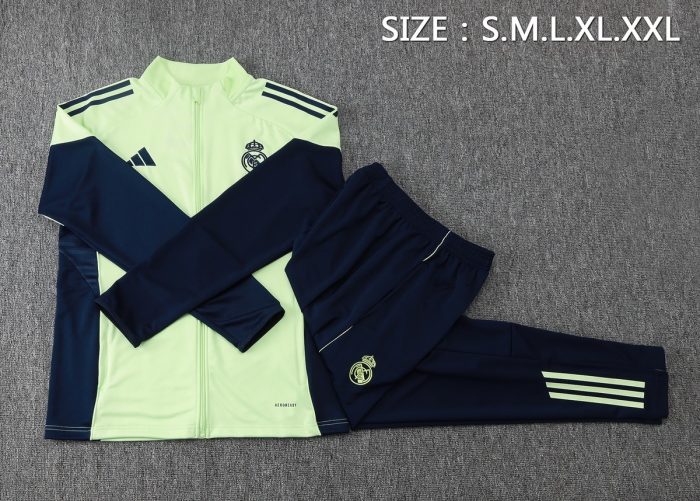 Real Madrid Light Green Long Zipper Jacket - 图片 2