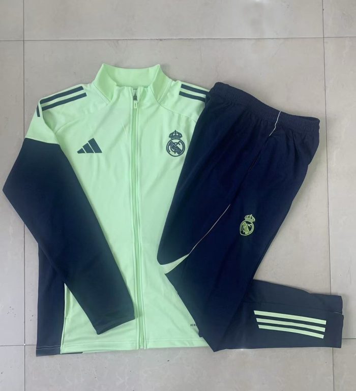 Real Madrid Light Green Kids Long Zipper Jacket - 图片 4