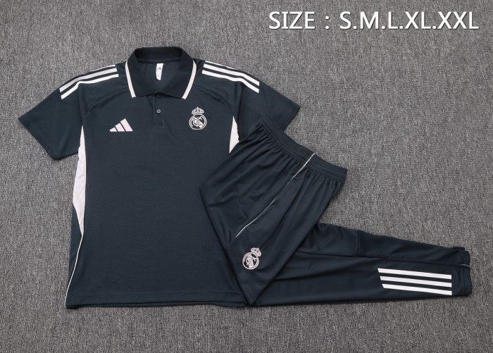 Real Madrid Polo Shirt Dark Gray (Light Pink Trim) - 图片 2
