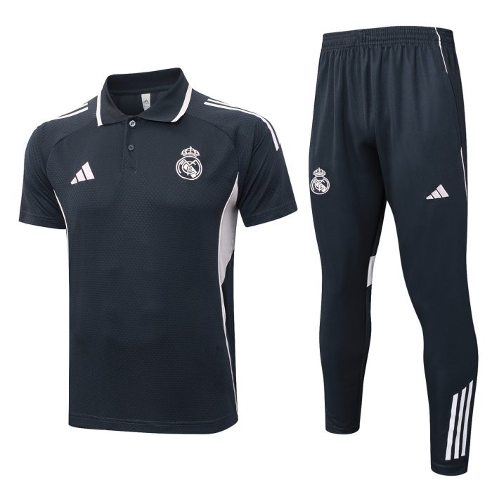 Real Madrid Polo Shirt Dark Gray (Light Pink Trim) - 图片 8