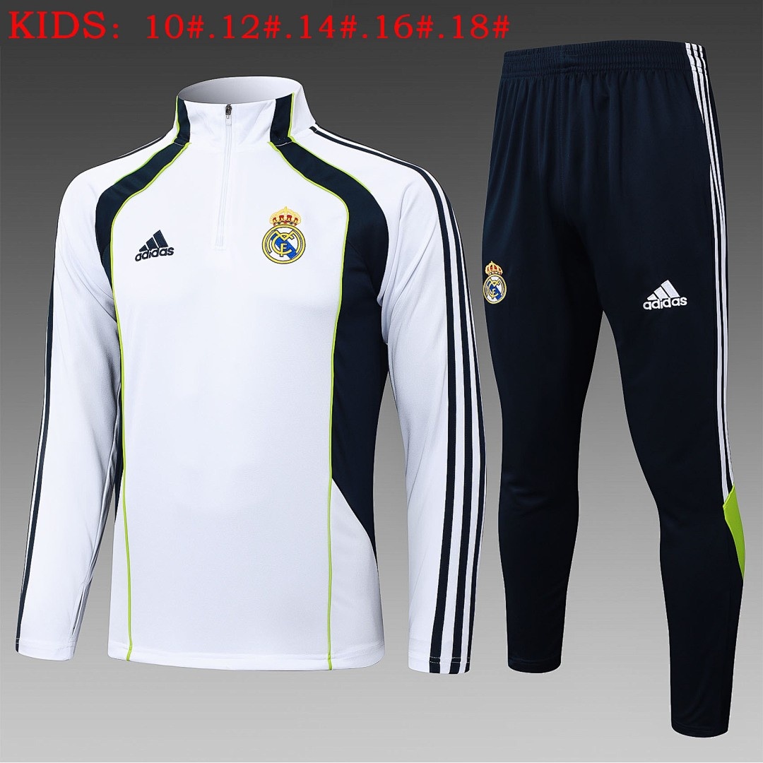 JER-5221_1 Real Madrid White Retro Edition (Cyan Color) Kids - 图片 1