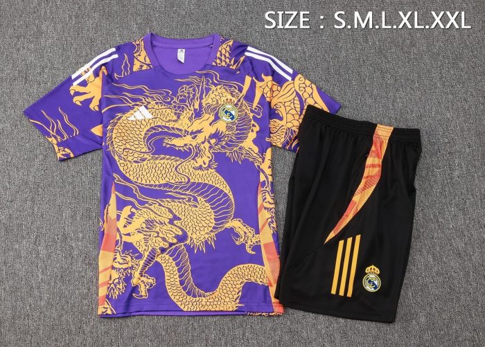 Real Madrid 24-25 Purple (Spray Ink Dragon) Short Sleeve Training Suit - 图片 2