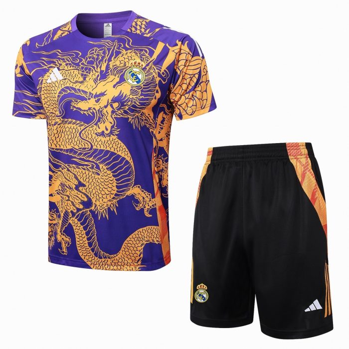 Real Madrid 24-25 Purple (Spray Ink Dragon) Short Sleeve Training Suit - 图片 8