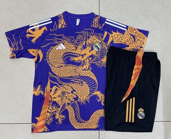 Real Madrid 24-25 Purple (Spray Ink Dragon) Short Sleeve Training Suit - 图片 9