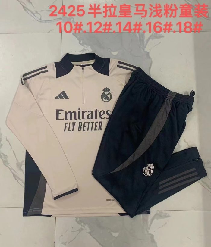Real Madrid 24-25 Half-Zip Jacket Light Pink Kids - 图片 3