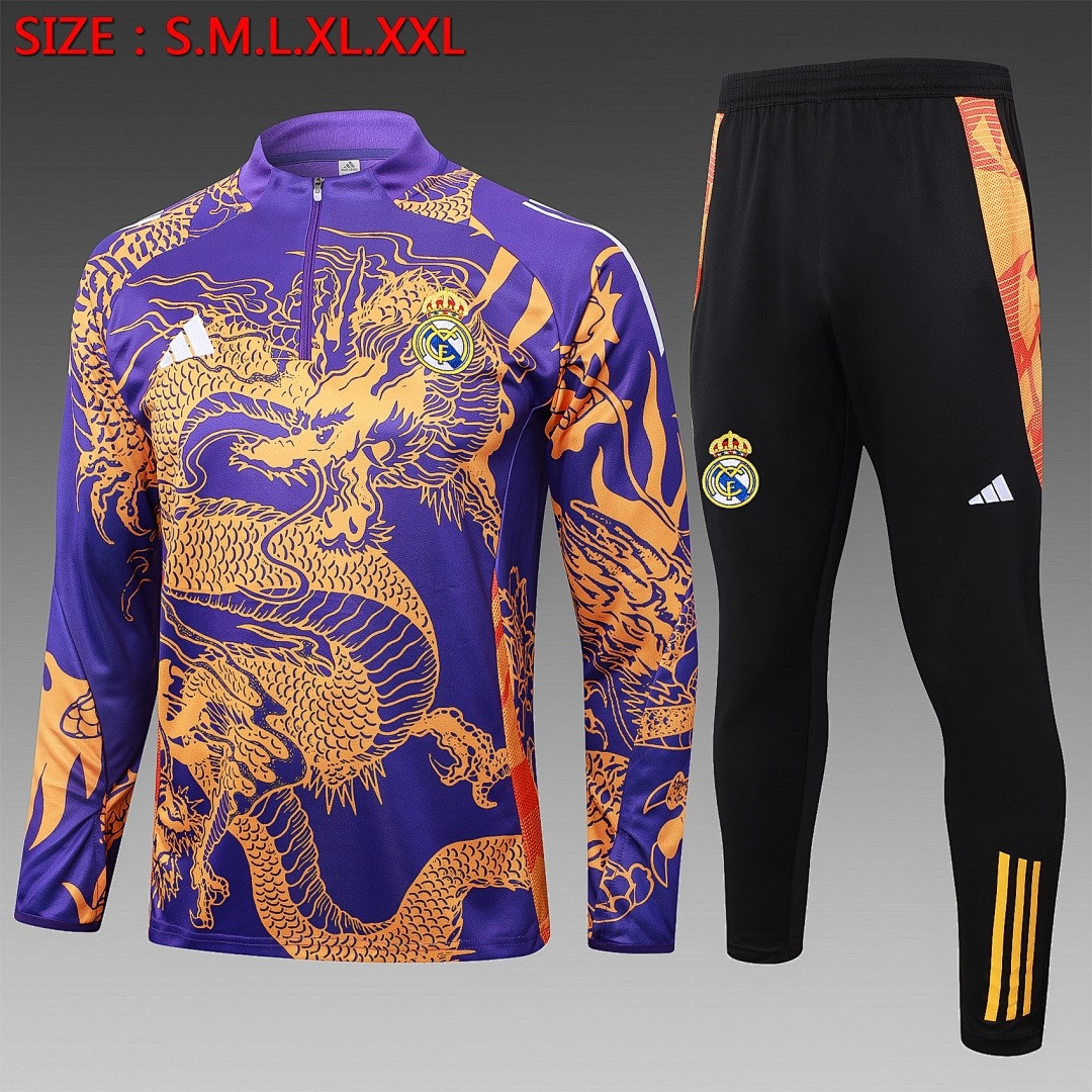 JER-5224_1 Real Madrid 24/25 Purple (Ink Dragon) Half-Zip Jacket - 图片 1