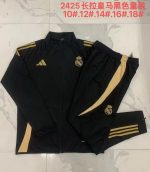 Real Madrid 24-25 Black Children's Long Zipper Jacket - 图片 4