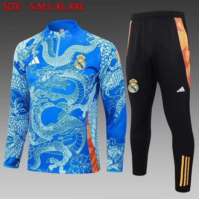 Real Madrid 24-25 Half-Zip Jacket Light Blue (Spray Ink Dragon) - 图片 2