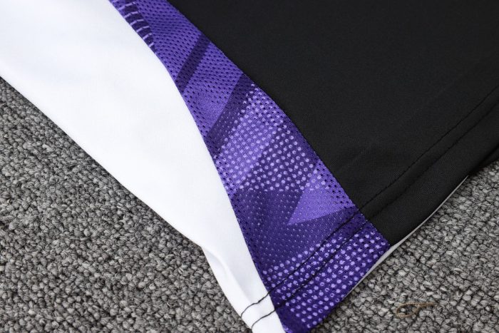 Real Madrid 24-25 Black Half-Zip Jacket with Purple Collar - 图片 4