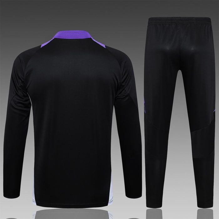 Real Madrid 24-25 Black Half-Zip Jacket with Purple Collar - 图片 7