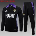 Real Madrid 24-25 Black Half-Zip Jacket with Purple Collar - 图片 8