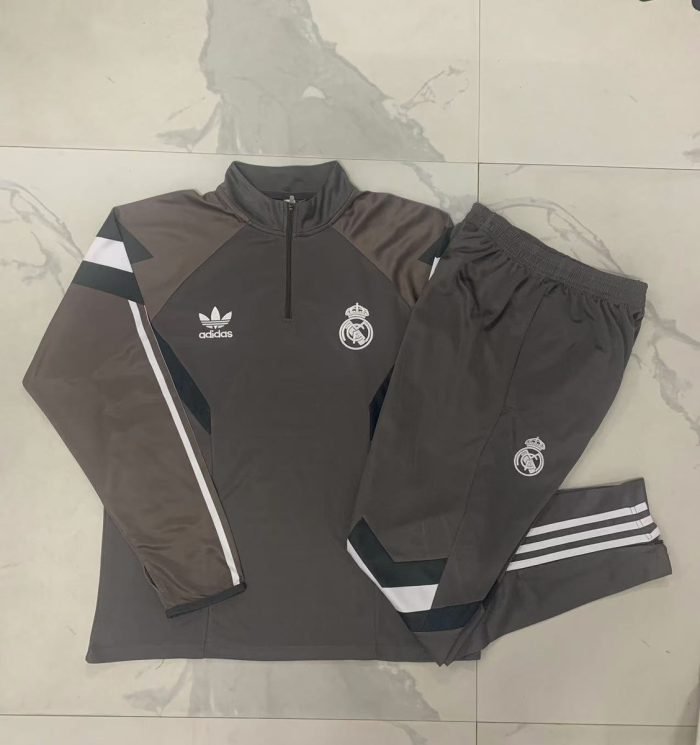 Real Madrid 24/25 Retro Gray Half-Zip Jacket Kids - 图片 2