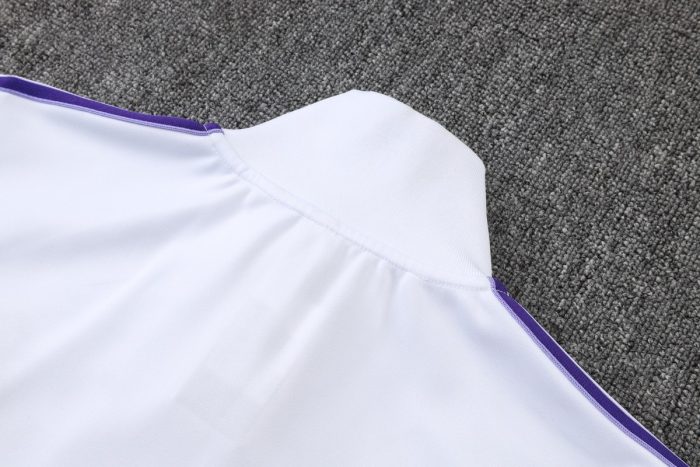 Real Madrid White Retro Edition Long Zipper Jacket - 图片 3
