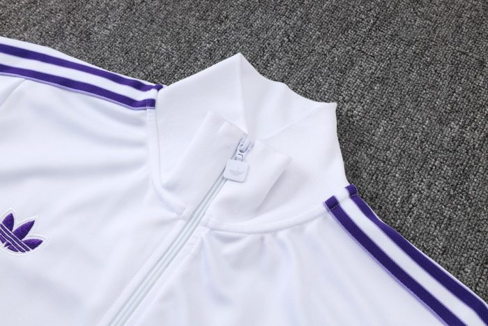 Real Madrid White Retro Edition Long Zipper Jacket - 图片 6