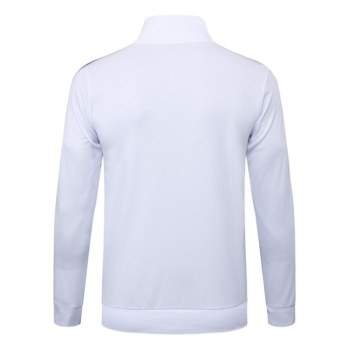 Real Madrid White Retro Edition Long Zipper Jacket - 图片 7
