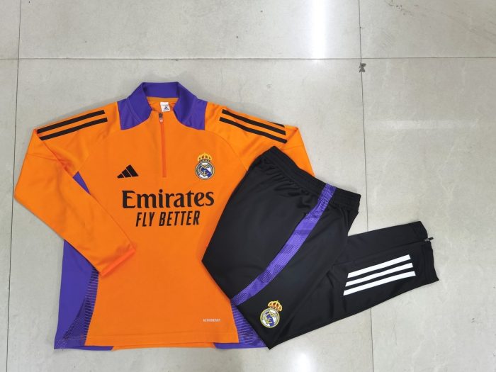 Real Madrid 24-25 Orange Kids Semi-Zip Jacket - 图片 3