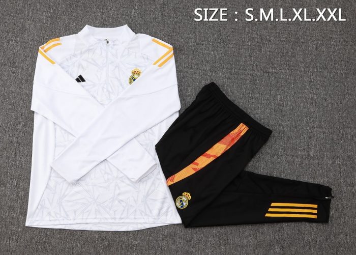 Real Madrid 24/25 White Splatter Half Zip Jacket - 图片 2