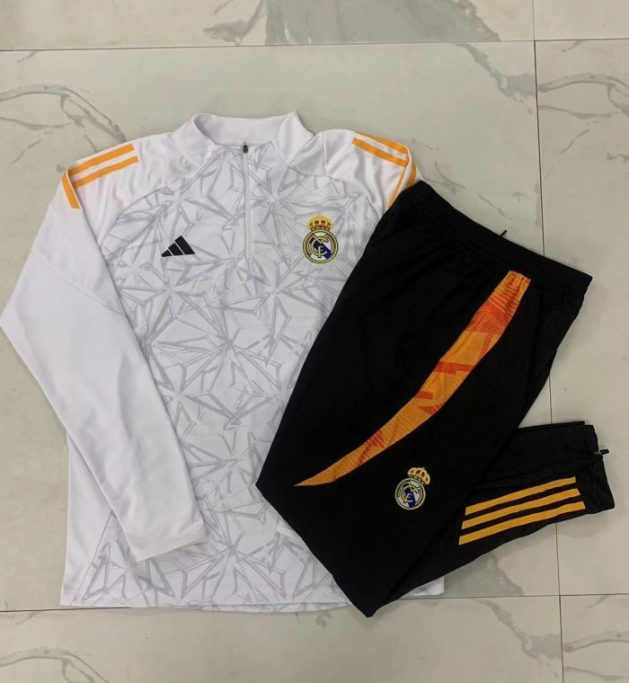 Real Madrid 24/25 White Splatter Half Zip Jacket - 图片 9