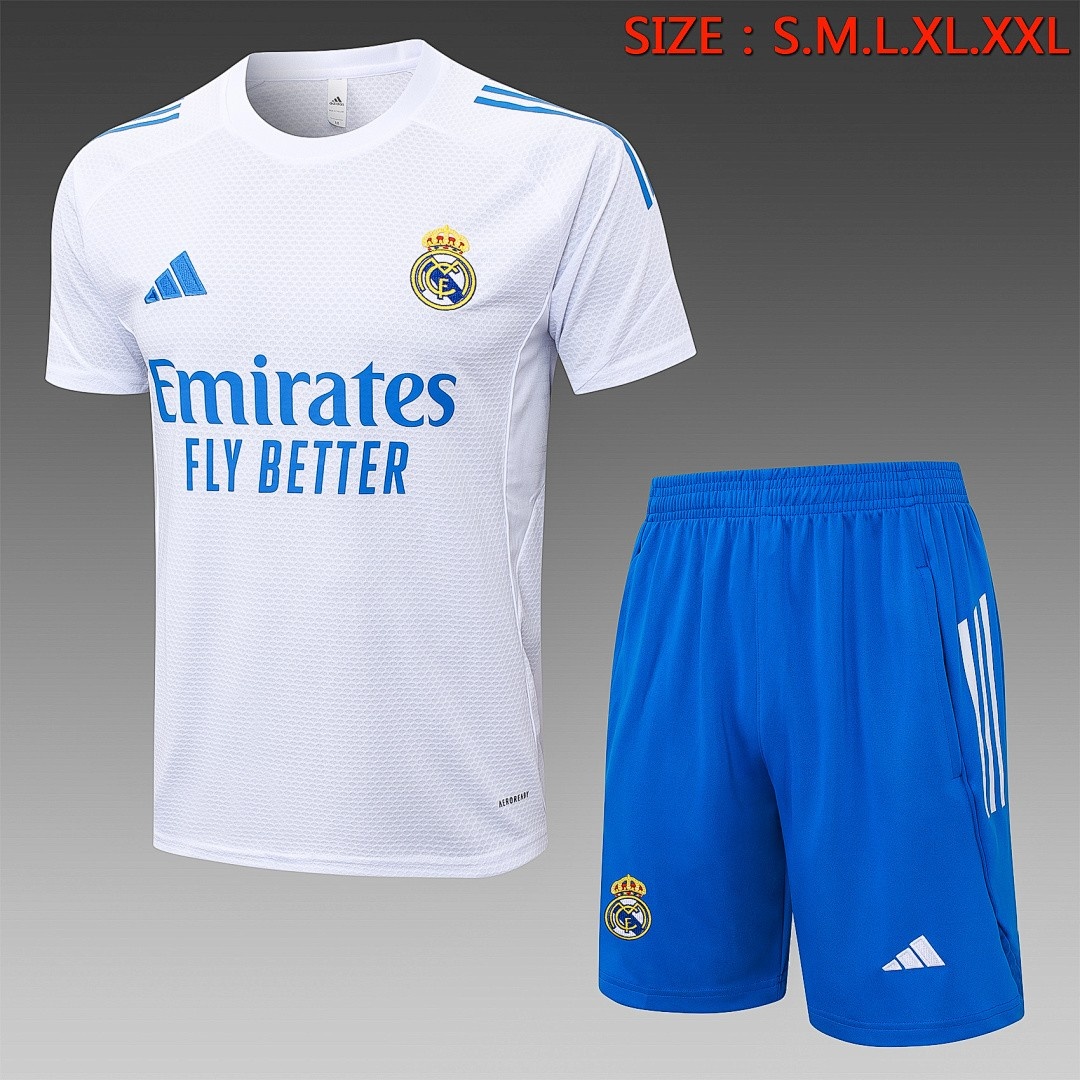 JER-5238_1 Real Madrid White Short Sleeve Training Suit - 图片 1