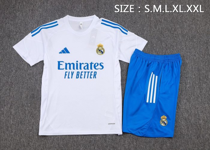 Real Madrid White Short Sleeve Training Suit - 图片 2