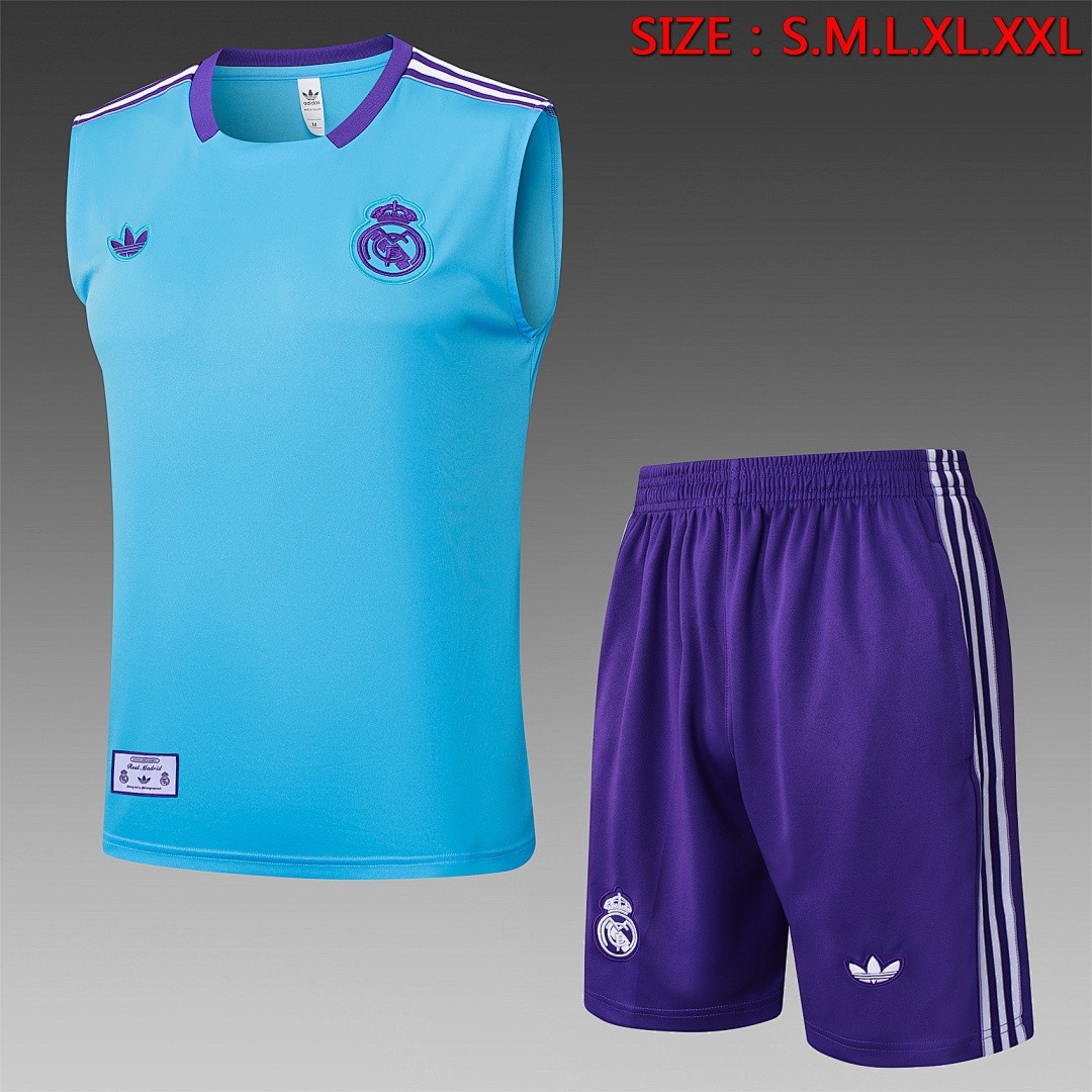 JER-5241_1 Real Madrid Light Blue Retro Vest - 图片 1
